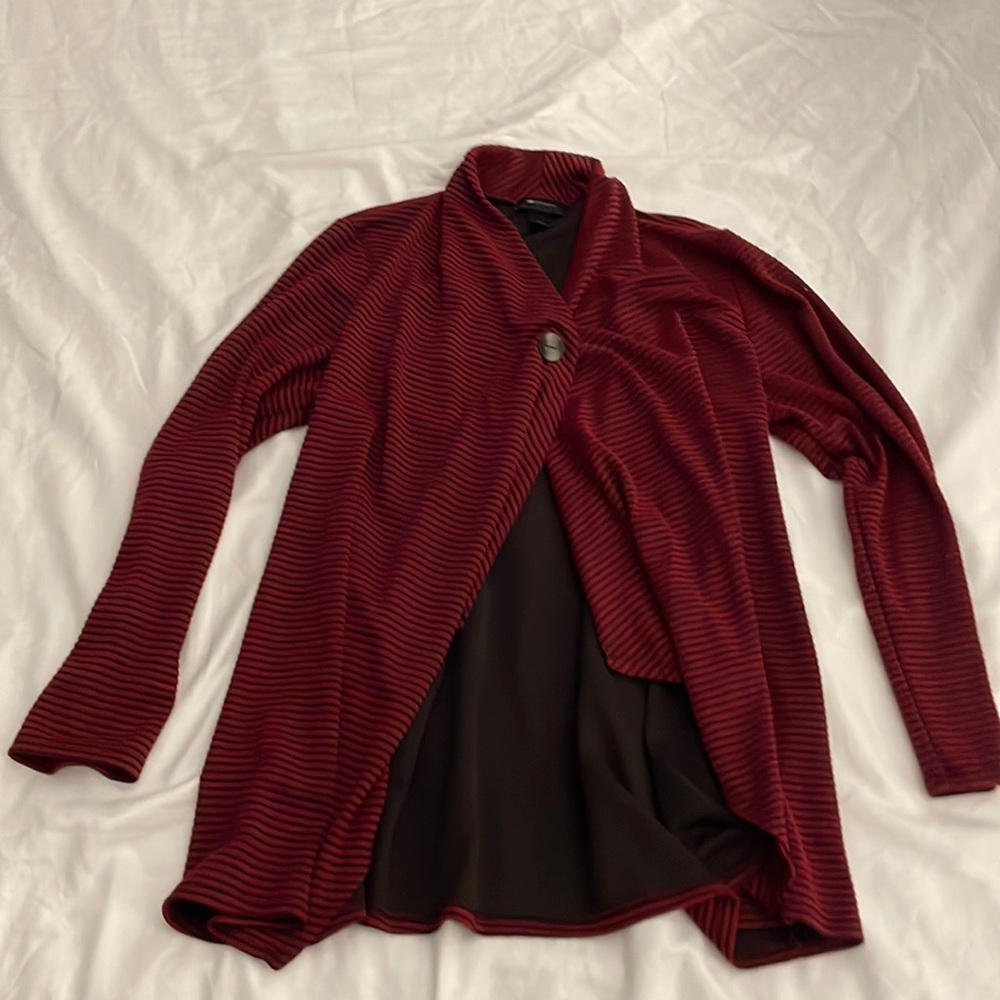 Black and red striped cardigan